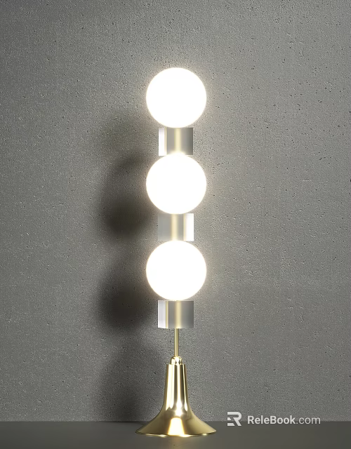 Modern Floor Lamp With Three Spherical Bulbs And Metal Stand Design 3d model 