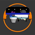 Electronic Device With Blue Casing Orange Base And Internal Components