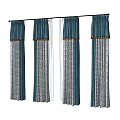 Blue Layered Curtains With Sheer Panels And Decorative Trim For Home Windows