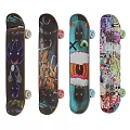 Vibrant Artistic Skateboards With Colorful Graphic Designs And Sports Equipment Features