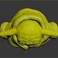 Adorable Green Skinned Little Alien Creature Character In Brown Robe With Large Ears And Big Eyes