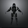 Gray Armored Mechanical Robot Figure With Detailed Joints And Sci Fi Design