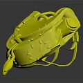 Green Stylish Fashion Bag With Yellow Accents Brown Details Wing Design And Star Emblem