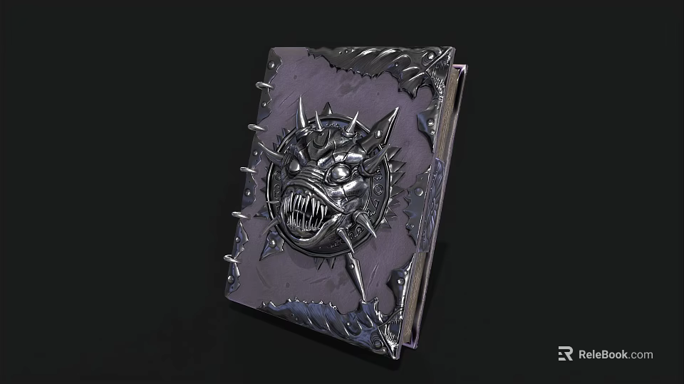 Mythical Dragon Head Designed Notebook With Metallic Spikes And Leather Cover 3d model 