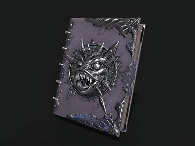 Mythical Dragon Head Designed Notebook With Metallic Spikes And Leather Cover 3d model