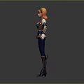 Fantasy Female Warrior Character With Golden Hair And Blue Gold Armor 3D Model Design