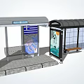 Bus Stop With Map Bench Black Roof Glass Enclosure And Wooden Bench