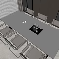 Modern Dining Table Set With White Surface Gray Chairs And Decorative Centerpiece 3d model