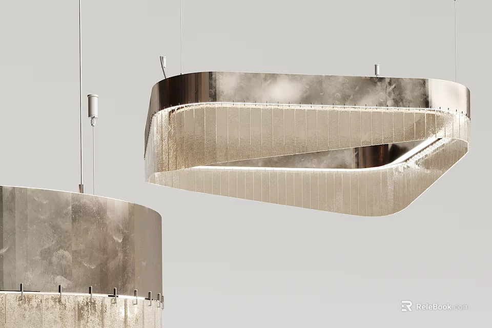 Modern Metallic Spiral Pendant Light With Unique Circular Design For Interior 3d model 