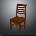 Red Wooden Chair With Slat Back Design And Straight Legs Classic Style