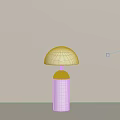 White Minimalist Table Lamp With Dome Shade And Cylindrical Base On Light Brown Background