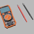 Portable Digital Multimeter With Orange Case And Red Black Test Leads 3d model