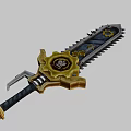 Hand painted chain saw dagger 3d model