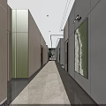 Modern Office Corridor With Sleek Polished Flooring Recessed Lighting Green Accent Walls And Elegant Design
