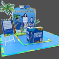 Interactive Zone Design For Olympic Marketing Event With Palm Tree Decorations And Information Board