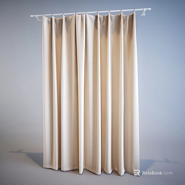 Beige Curtains Soft Texture Elegant Drapes Simple Style for Modern Home Decor 3d model 