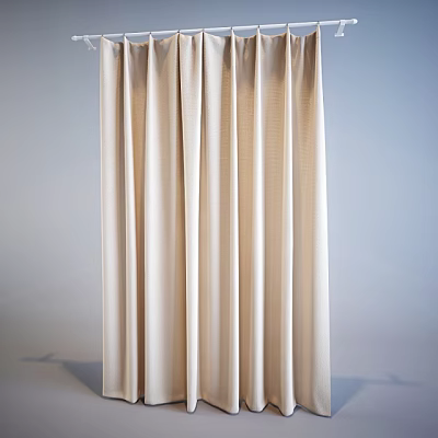 Beige Curtains Soft Texture Elegant Drapes Simple Style for Modern Home Decor 3d model