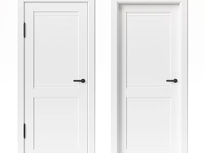 White Modern Paneled Hinged Doors With Black Door Handles For Home Interior 3d model