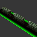 Vintage Green Freight Train Cars With Rusty Metal Structure And Wheels