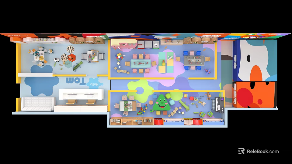 Colorful Indoor Playground Equipment For Children With Slides And Interactive Zones 3d model 