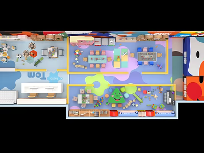 Colorful Indoor Playground Equipment For Children With Slides And Interactive Zones 3d model