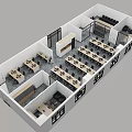 Aerial View Of Modern Office Workspace Layout With Desks Chairs And Functional Zones