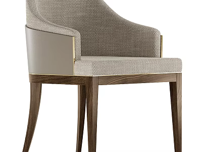 Elegant Modern Leisure Chair with Upholstered Seat Wooden Legs Neutral Fabric and Gold Accents 3d model