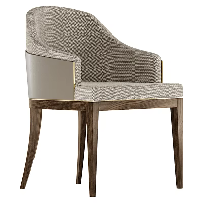 Elegant Modern Leisure Chair with Upholstered Seat Wooden Legs Neutral Fabric and Gold Accents 3d model