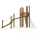 Outdoor Wooden Playground Equipment with Slide Ladder Rope and Climbing Frame
