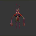 Green Insectoid Fantasy Character With Red Green Attire Holding Baskets And Antennas On Head