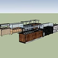 Commercial Display Equipment With Glass Door Counters Wooden Cabinets And Marble Tops
