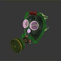 Tactical Black Military Gas Mask With Green Filter Canister As Protective Weapon Gear