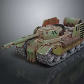 Vintage Green Military Tank With Worn Tracks Long Cannon And Weathered Exterior