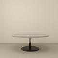 Minimalist Round Coffee Table With Smooth Marble Top And Black Base Design 3d model