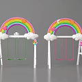 Colorful Rainbow Shaped Swings With Cloud Decorations Moon And Star Accents For Kids