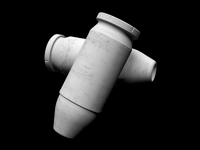 Industrial Pipe Fitting Equipment With Three Way Connector And Metal Structure 3d model