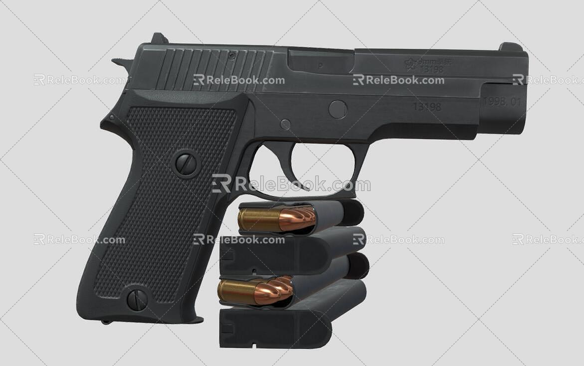 Guns Pistol cartridges Bullet weapons firearms 3d model