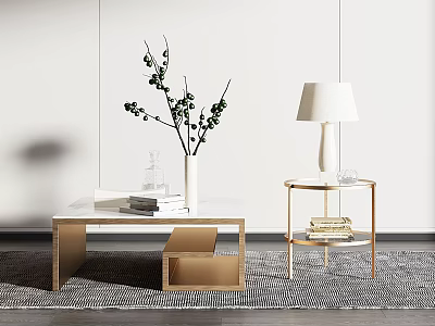 Modern Coffee Table Coffee Table Side Table Combination Metal Round Table Metal Corner Table Plant Decoration Ornaments 3d model