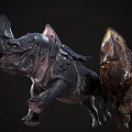 Colorful Decorative Rhinoceros Sculptures With Various Textures And Artistic Designs