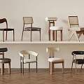 Modern Dining Chairs In Various Designs With Wooden Frames And Comfortable Seats 3d model