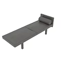 Modern Grey Sofa Bench With Round Pillow Back Split Cushion And Metal Legs 3d model