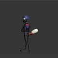3D Tactical Character In Blue Uniform With Black Vest Helmet Goggles And Arms Outstretched