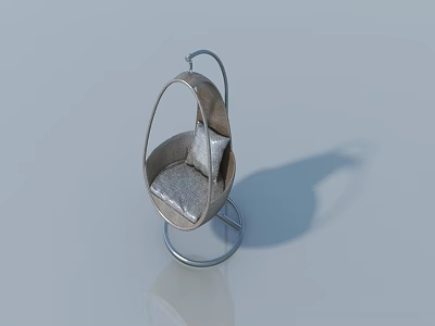 Modern Elegant Hanging Chair With Metal Frame And Gray Cushion Design 3d model