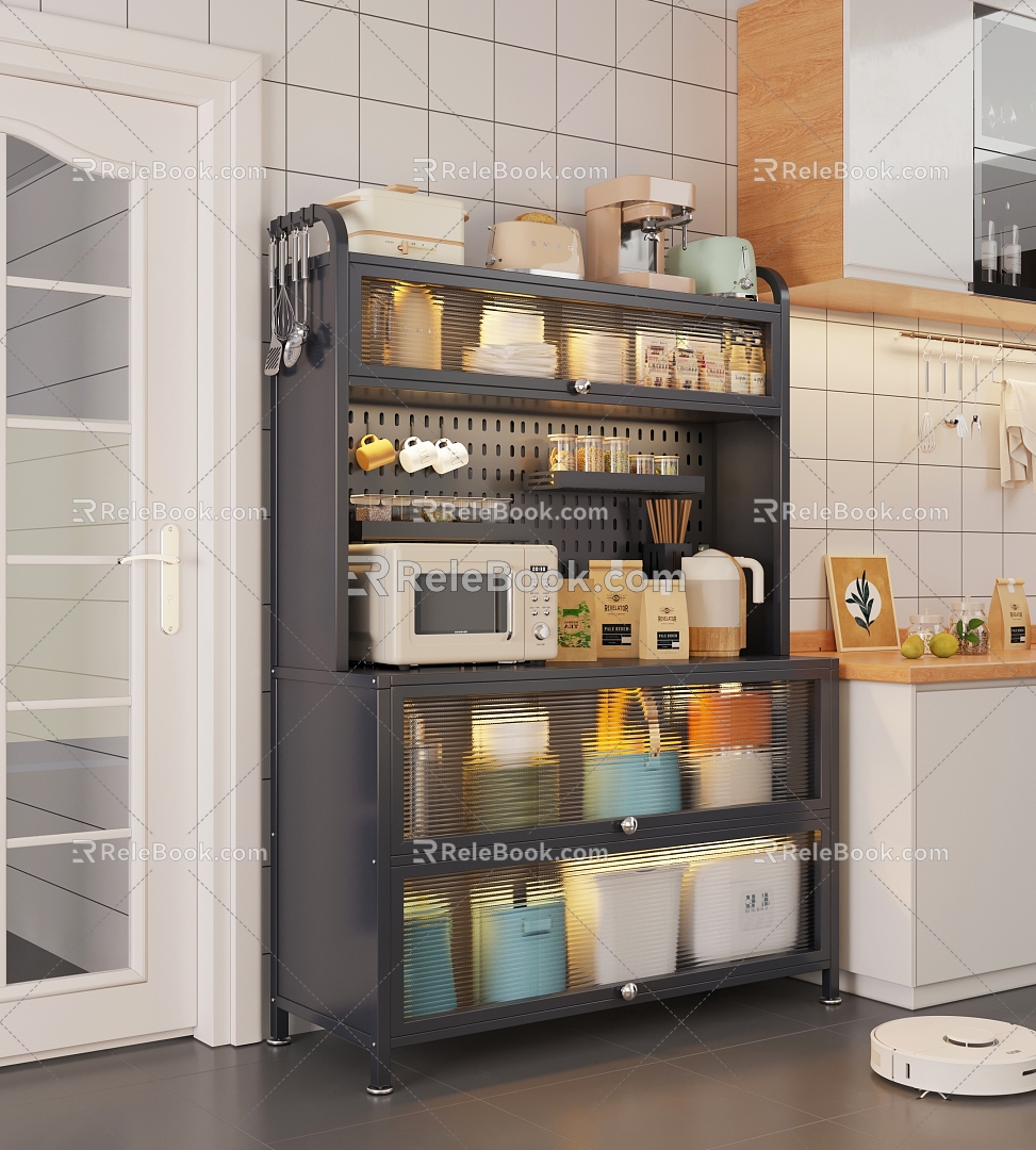 Kitchen Storage Rack Cupboard Kitchenware Cabinet Kitchenware Shelf 3d model