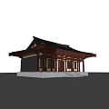 Ancient Chinese Architecture With Traditional Roof Wooden Columns And Gray Brick Walls