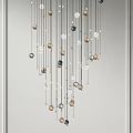 Modern Contemporary Chandelier Design With Hanging Spherical Glass Metal And Blue Accent Orbs