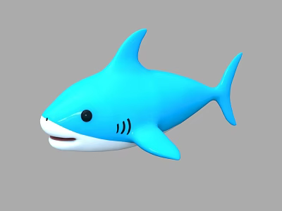 Cute Cartoon Blue Shark Toy With White Underbelly Black Eyes And Friendly Smile 3d model