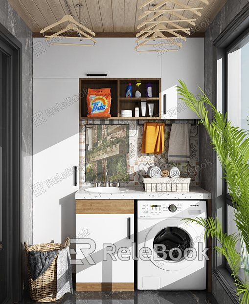 Modern Washing Machine Balcony Washing Machine Storage Cabinet Combination model