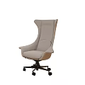 Modern Ergonomic Office Chair With High Back Light Gray Fabric Wooden Base And Rolling Casters