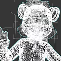 Cute Aquatic Otter 3D Model with Brown Fur Blue Scarf Waving Paw and Smiling Expression